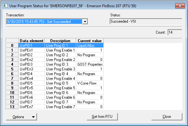 User Program Status